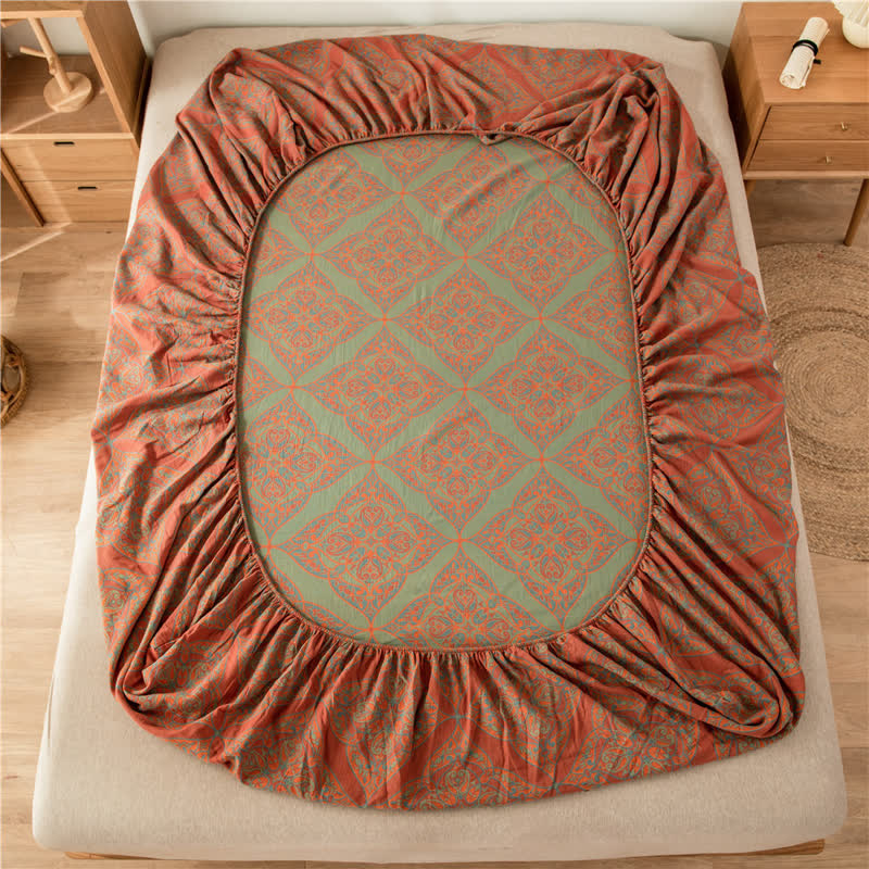 Drap-housse luxueux en jacquard teint en fil