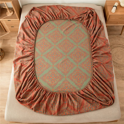 Drap-housse luxueux en jacquard teint en fil