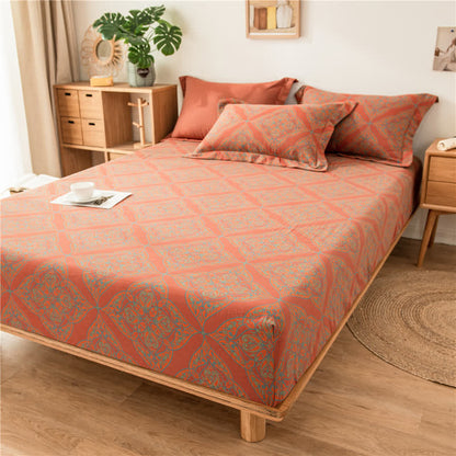 Drap-housse luxueux en jacquard teint en fil