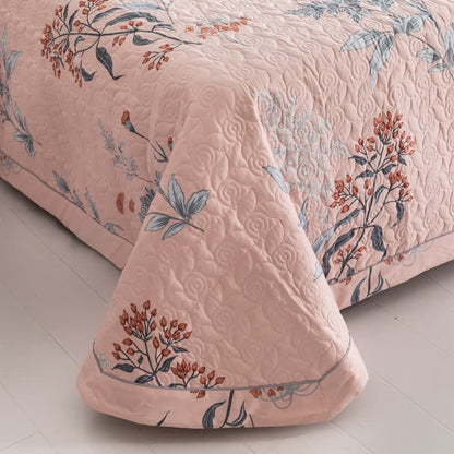 Linge de lit matelassé élégant en pur coton à motif floral