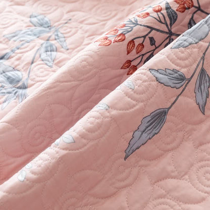 Linge de lit matelassé élégant en pur coton à motif floral
