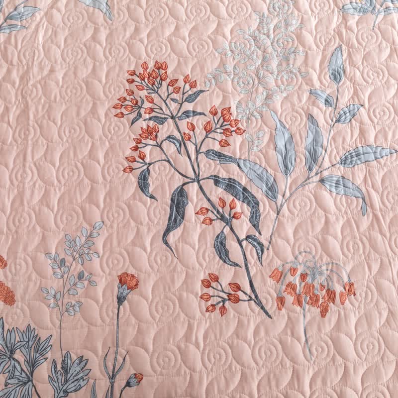 Linge de lit matelassé élégant en pur coton à motif floral