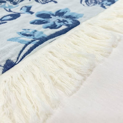 Couette légère à pompons et motif papillon en gaze de coton