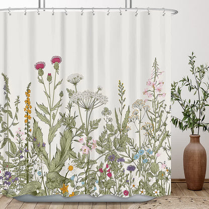 Rideau de douche imperméable avec des plantes de style pastoral