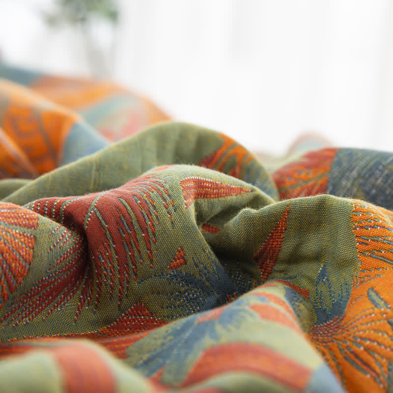 Couette en gaze de coton à trois couches avec feuilles d'été