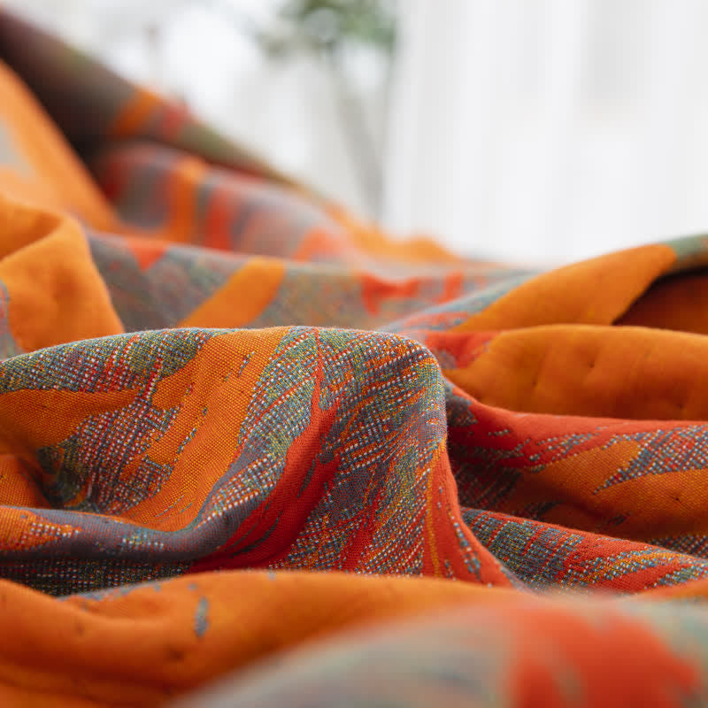 Couette réversible en gaze de coton jacquard à motif floral