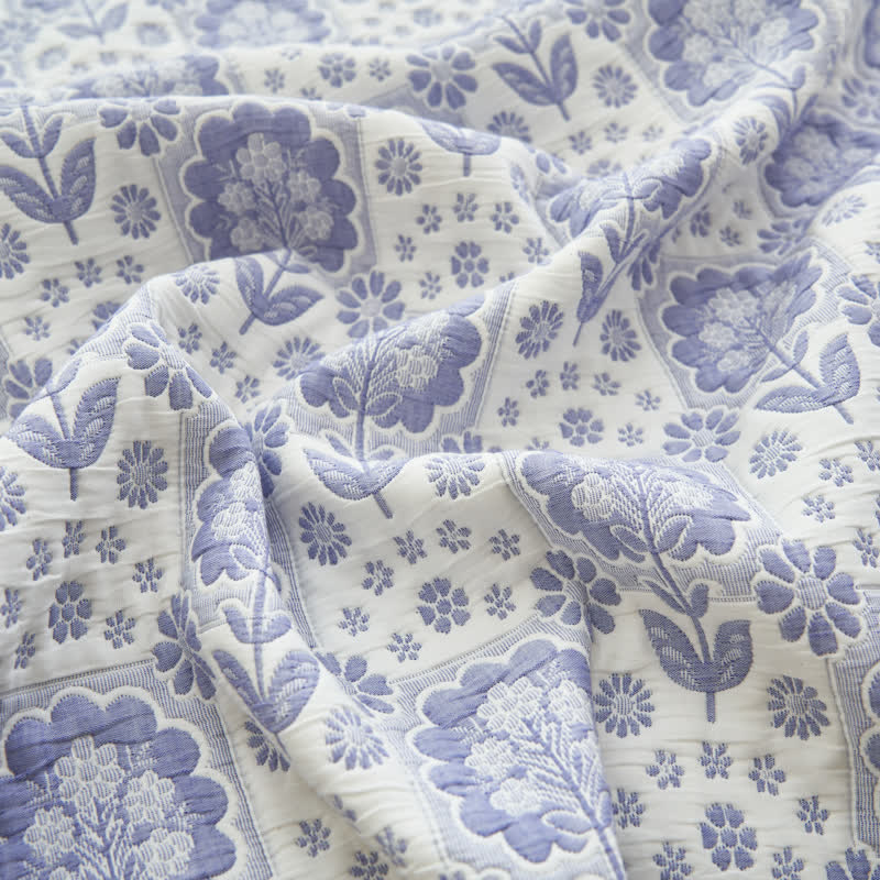 Couette en gaze de coton douce avec motif floral d'été