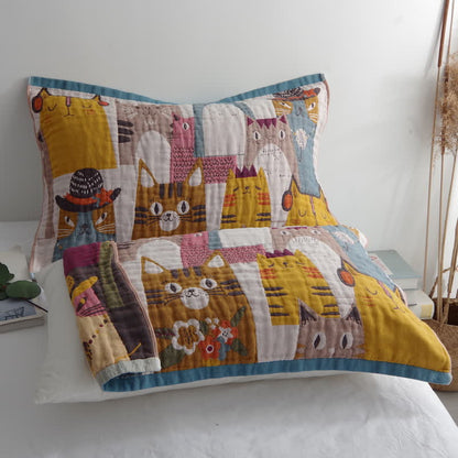 Ownkoti Serviette-oreiller en coton mignon et doux avec motif chat (2 pièces)