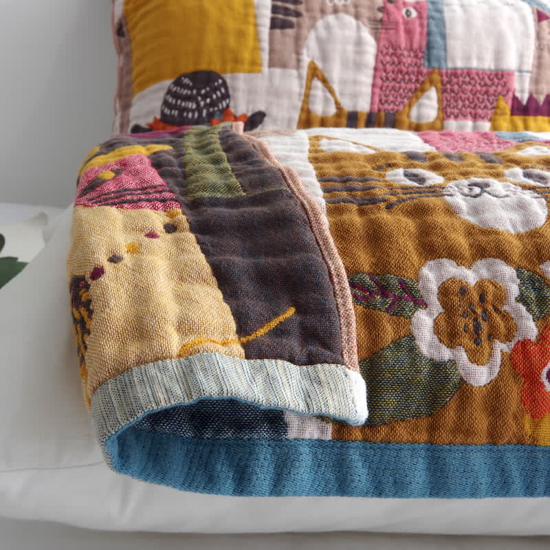 Ownkoti Serviette-oreiller en coton mignon et doux avec motif chat (2 pièces)