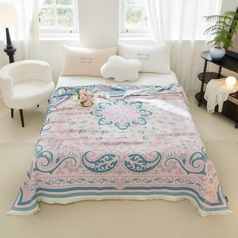 Couette légère en gaze de coton avec pompons