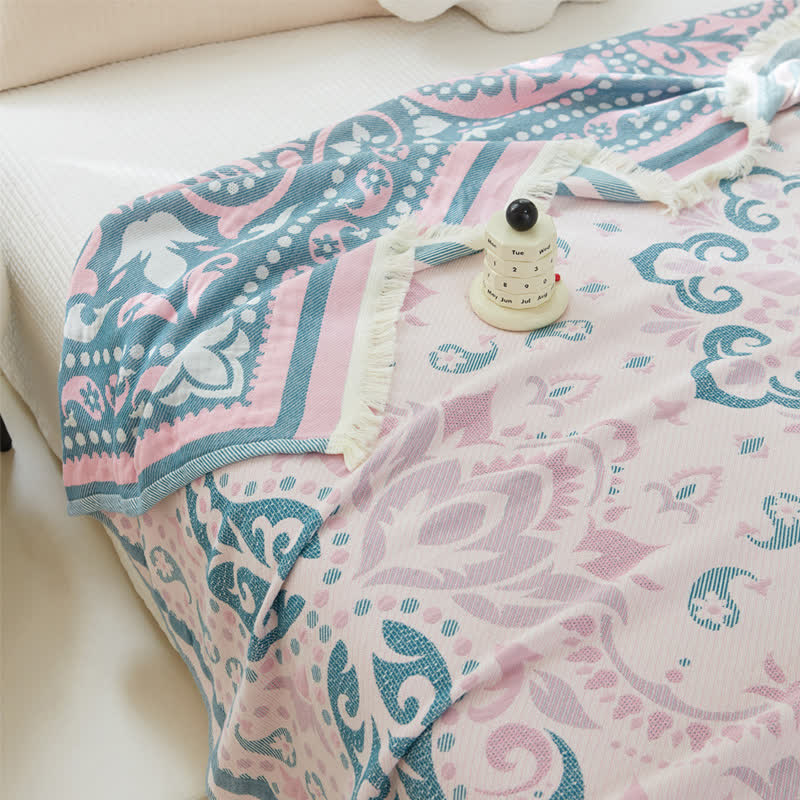 Couette légère en gaze de coton avec pompons