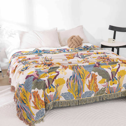 Couette jacquard douce en gaze de coton à motif floral