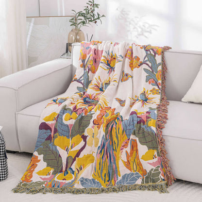 Couette jacquard douce en gaze de coton à motif floral