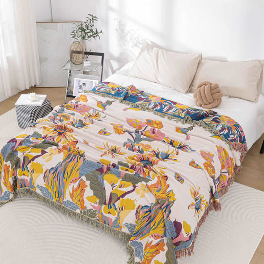 Couette jacquard douce en gaze de coton à motif floral