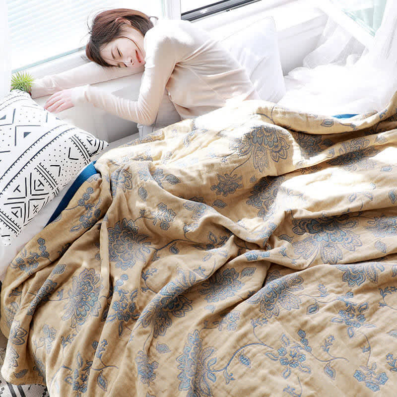 Couette légère réversible en coton à motif floral