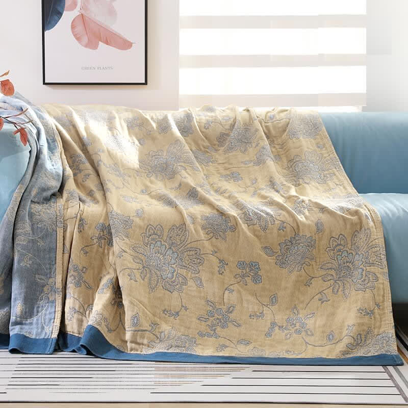 Couette légère réversible en coton à motif floral