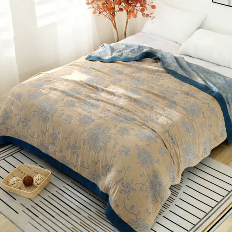 Couette légère réversible en coton à motif floral
