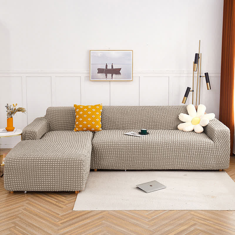 Housse de canapé extensible en seersucker couleur pure Ownkoti