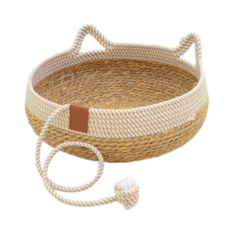 Lit pour chat en rotin tissé à la main