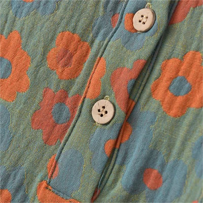 Pyjama à manches courtes en gaze de coton à motif floral