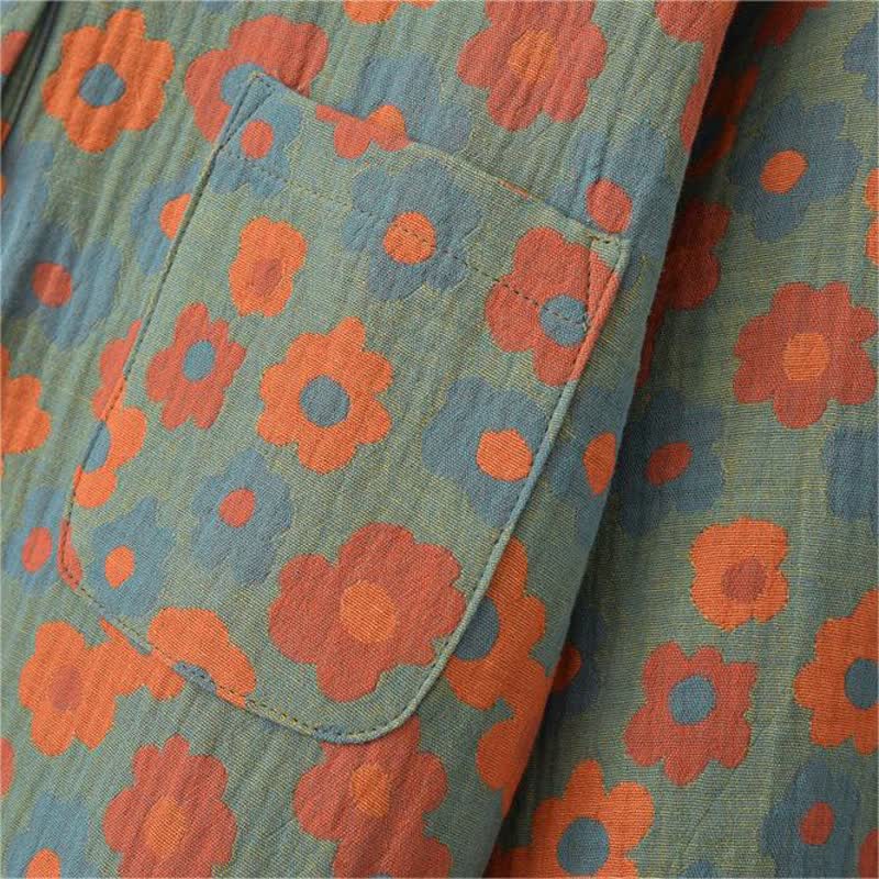 Pyjama à manches courtes en gaze de coton à motif floral