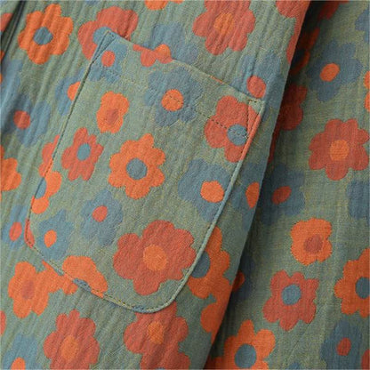 Pyjama à manches courtes en gaze de coton à motif floral