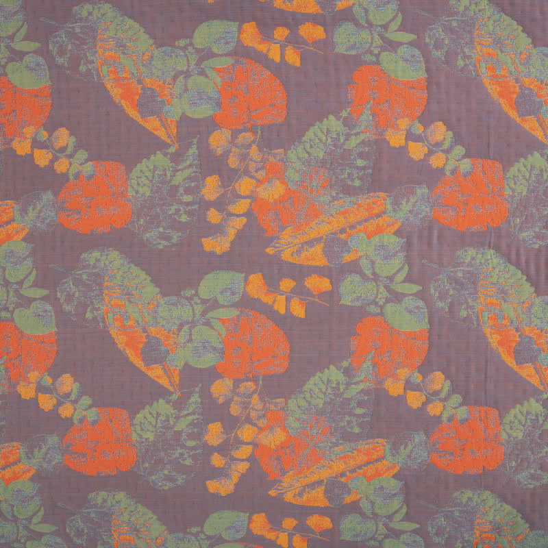 Couette en gaze de coton à trois couches avec motif de feuilles rustiques