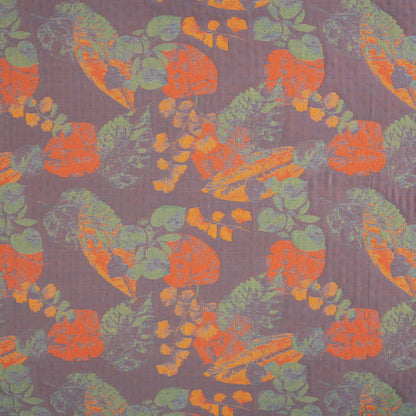 Couette en gaze de coton à trois couches avec motif de feuilles rustiques