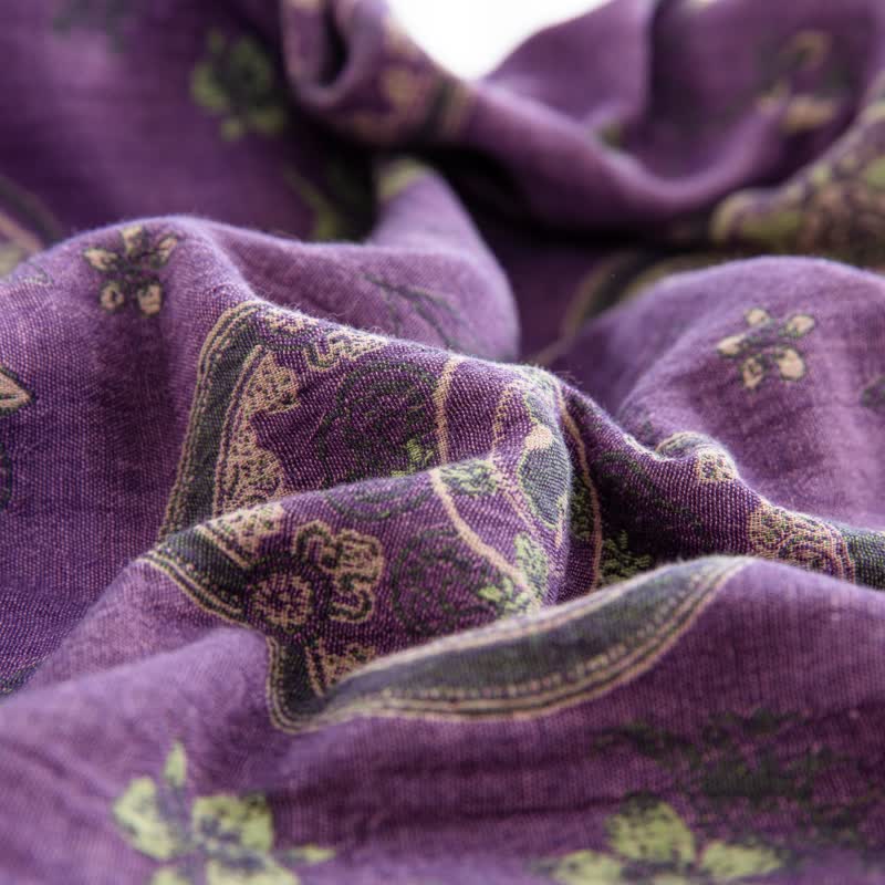 Parure de lit en gaze de coton double épaisseur à motif floral (4 pièces)
