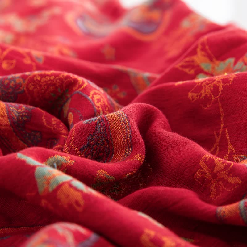 Parure de lit en gaze de coton double épaisseur à motif floral (4 pièces)