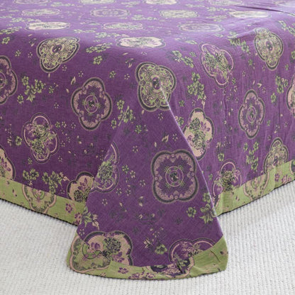 Parure de lit en gaze de coton double épaisseur à motif floral (4 pièces)