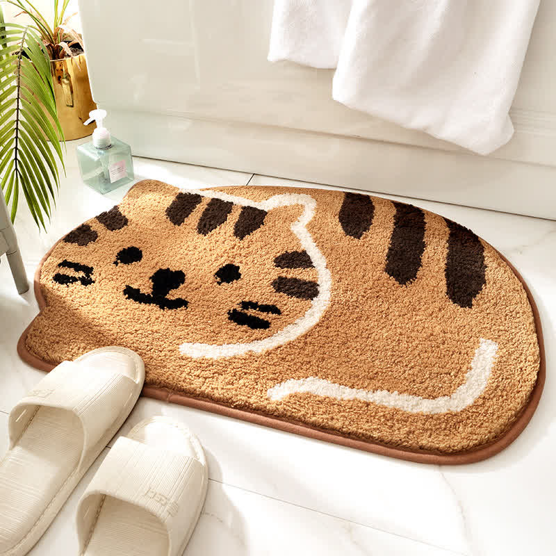 Tapis de bain absorbant et antidérapant avec un joli motif de chat