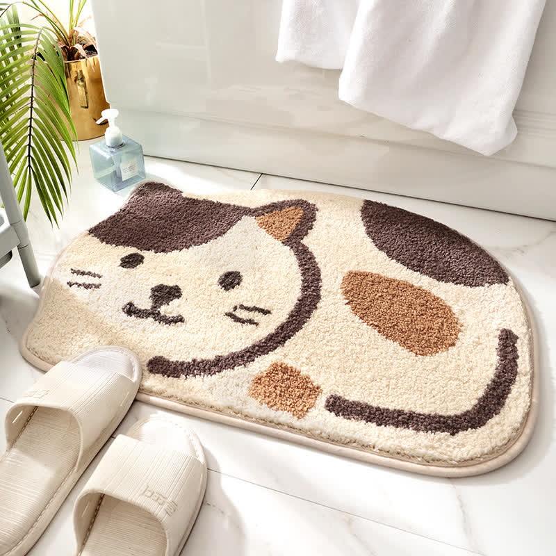Tapis de bain absorbant et antidérapant avec un joli motif de chat