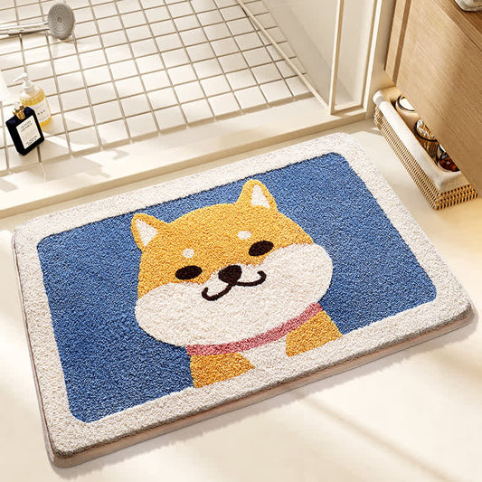 Tapis de bain doux et antidérapant avec motif Corgi mignon