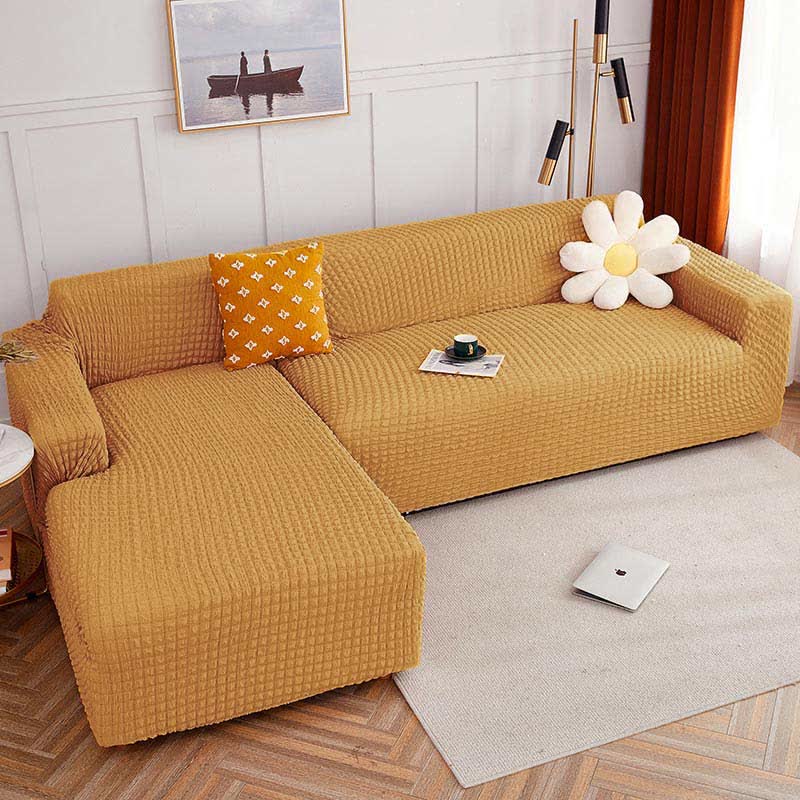 Housse de canapé extensible en seersucker couleur pure Ownkoti