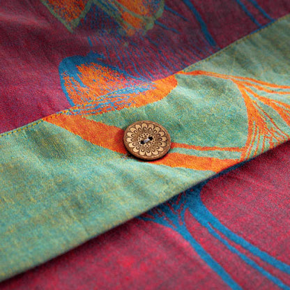 Housse de couette avec boutons fleuris, drap de lit et taies d'oreiller (4 pièces)