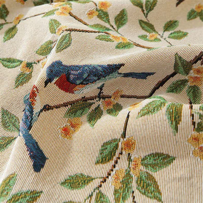 Housse de canapé douce de style campagnard avec oiseaux et fleurs
