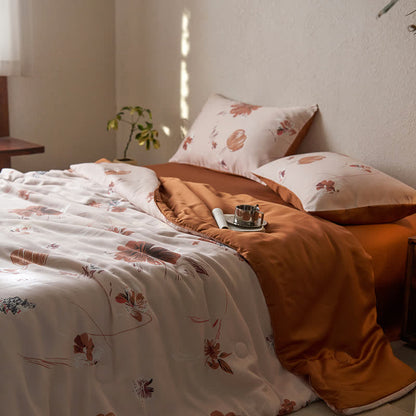 Linge de lit d'été en fibre lyocell avec motif floral et motif tulipe