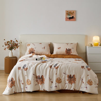 Linge de lit d'été en fibre lyocell avec motif floral et motif tulipe