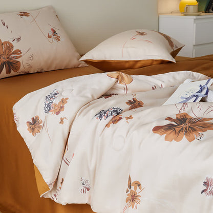 Linge de lit d'été en fibre lyocell avec motif floral et motif tulipe