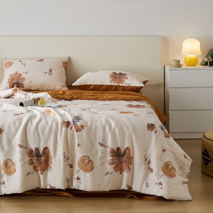 Linge de lit d'été en fibre lyocell avec motif floral et motif tulipe
