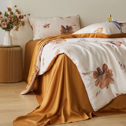 Linge de lit d'été en fibre lyocell avec motif floral et motif tulipe