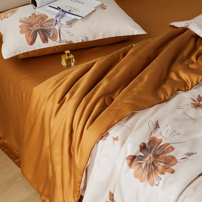 Linge de lit d'été en fibre lyocell avec motif floral et motif tulipe
