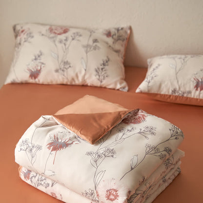 Linge de lit d'été respirant en fibre lyocell à motif floral