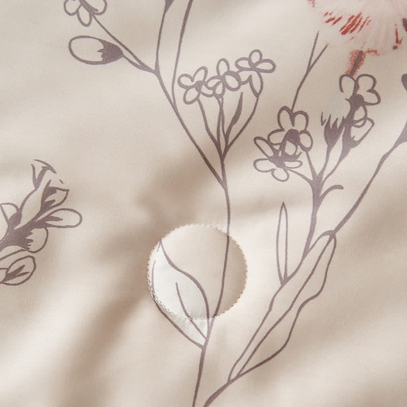 Linge de lit d'été respirant en fibre lyocell à motif floral