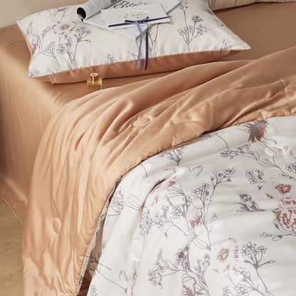Linge de lit d'été respirant en fibre lyocell à motif floral