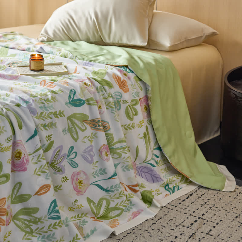 Linge de lit d'été en fibre lyocell de style maison de campagne
