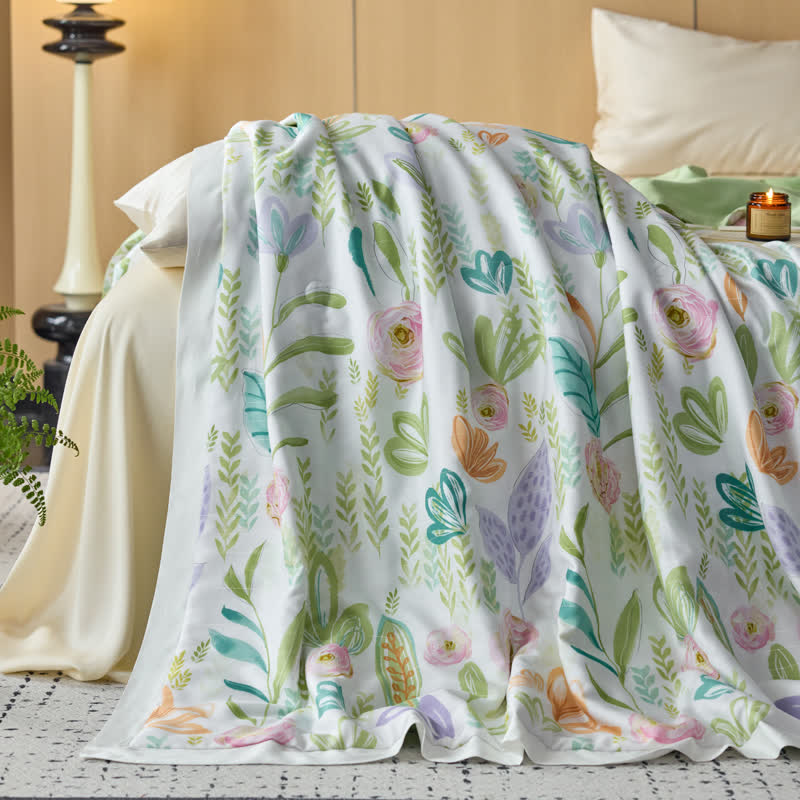 Linge de lit d'été en fibre lyocell de style maison de campagne
