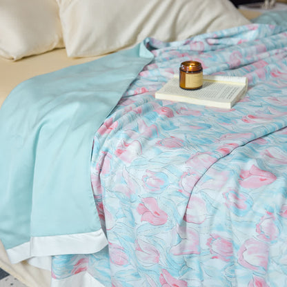 Linge de lit respirant en fibre lyocell au design tulipe rustique