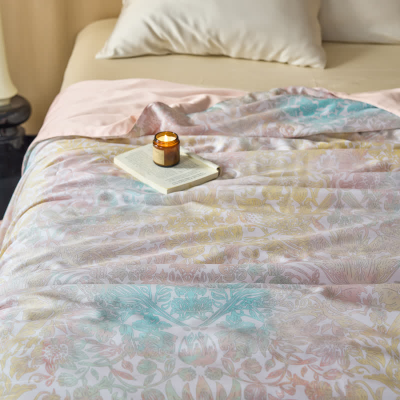 Couette douce en fibre de lyocell avec un motif floral coloré